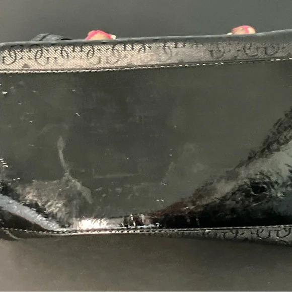 Guess Pratt Satchel Handbag Purse Rare Vintage Style Black and pink - Picture 9 of 12